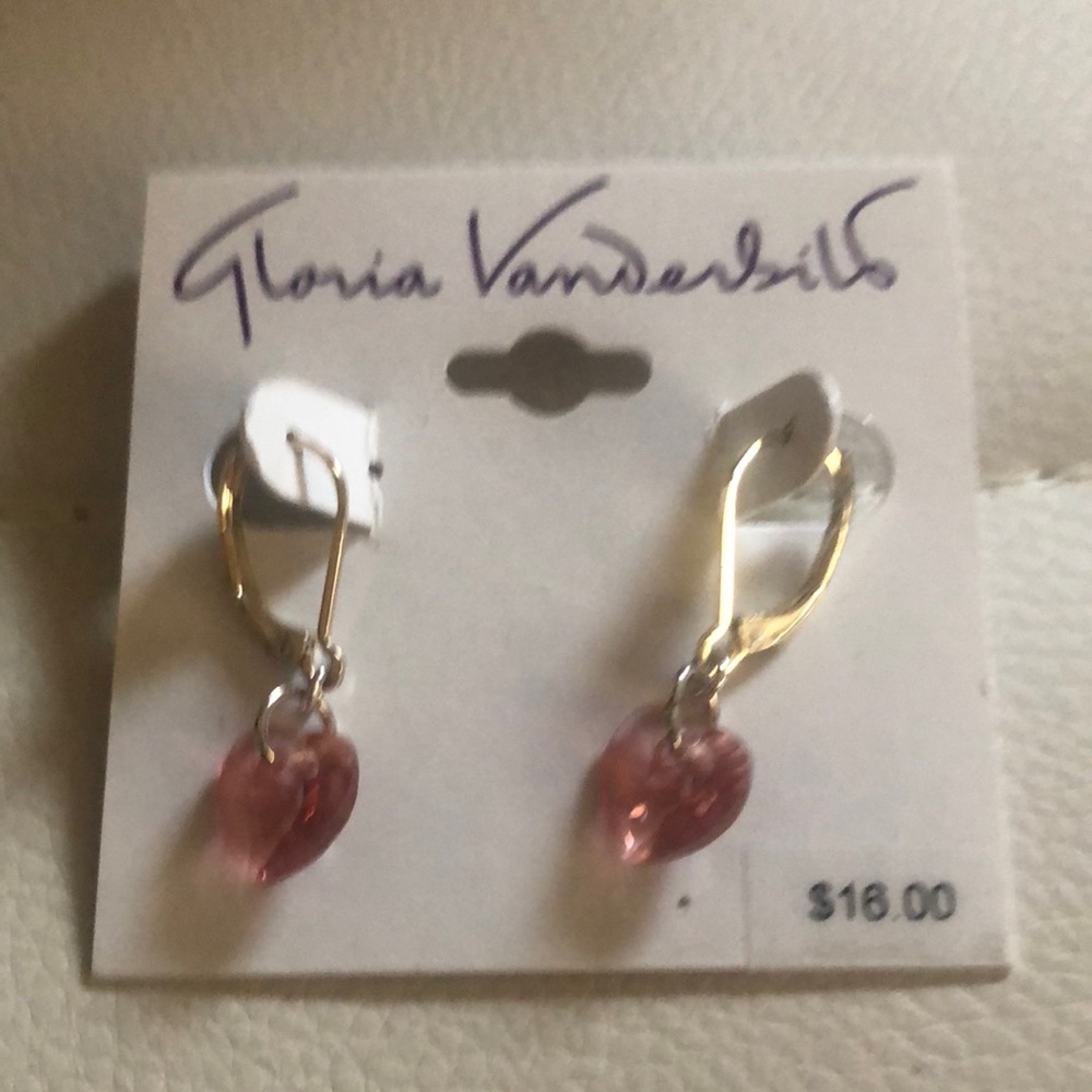NWT Gloria Vanderbilt Pink Heart Earrings